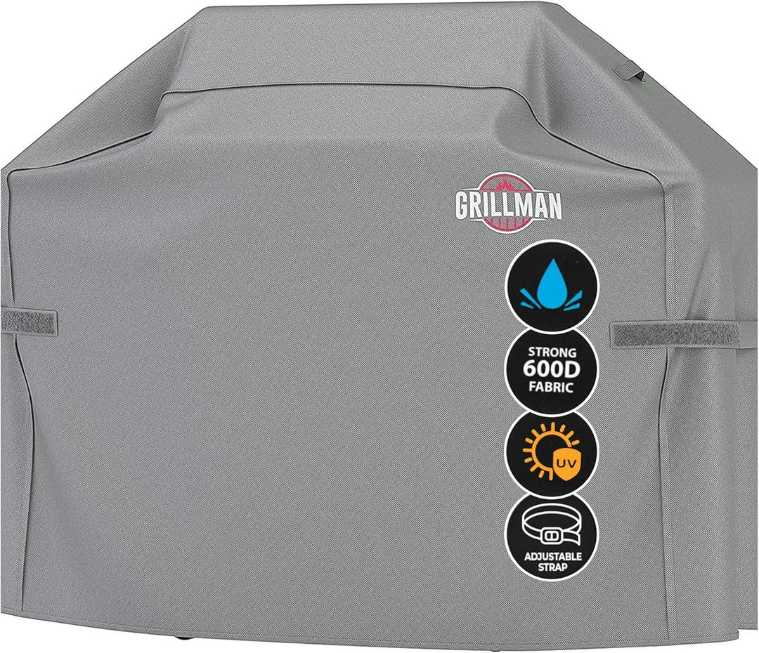 Grillman Premium Grill Cover for Outdoor Grill, BBQ Grill Cover, Rip-Proof, Waterproof, Top Heavy-Duty Large Grill Covers for Outside, Barbecue Cover & Gas Grill Covers (52" L x 26" W x 43" H, Gray)
