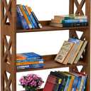 YCICI 3 Tier Bookshelf, Narrow Bookshelf Wood Bookshelf Organizer, Small Bookcase Display Shelf, 3 Shelf Bookcase for Desktop, Office, Bedroom, Living Room (Brown, 4 Tier)
