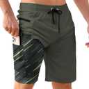 APTRO 2 in 1 Men's Swim Trunks 9" with Zipper Pockets Bathing Suit Built-in Board Shorts Swimwear Long Shorts (Green, XXXL)