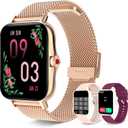 Iaret Smart Watch for Women(Call Receive/Dial), Fitness Tracker Waterproof Smartwatch for Android iOS Phones 1.7" HD Full Touch Screen Digital Watches with Heart Rate Sleep Monitor Pedometer (Rose Gold)