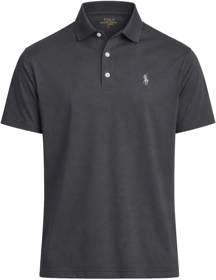 Polo Ralph Lauren Mens Performance Polo Shirts (Large, Rl Black Marble Heather)