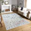 Mandala - Indoor Area Rugs 2x6 Washable, Stain Resistant Machine Washable Rugs for Living Room, Bedroom, and Modern House Dcor - Durable Polyester Material, Colorful Patterned - Beige & Grey