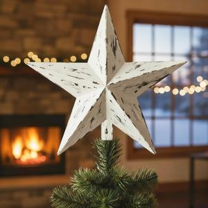 Sosation 10 Inch Christmas Rustic Metal Star Tree Topper Decoration Large Country Antique Vintage Star Tree Topper Farmhouse Holiday Xmas Decor for Xmas Holiday Party Home Decor