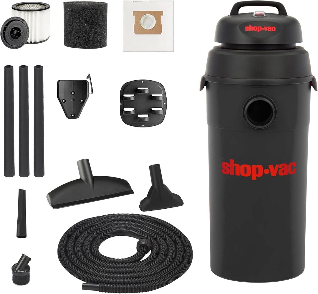 Shop-Vac 9522205 5 Gallon 5.5 Peak HP Hangup Wet/Dry Vacuum, 1.25 Inch Diameter x 18 Foot Hose, 6 Foot Cord, Wall Mount Included, Ideal for Garage, Workshop & Home BLACK