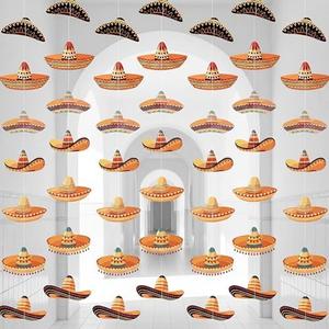 Moukeren 8 Pcs Mexican Fiesta Party Decorations Mexican Sombrero Party Decor Cinco De Mayo Paper Banner Sombreros Hat Garlands Mexico Fiesta Ceiling Hanging Decorations Baby Shower Birthday Supplies