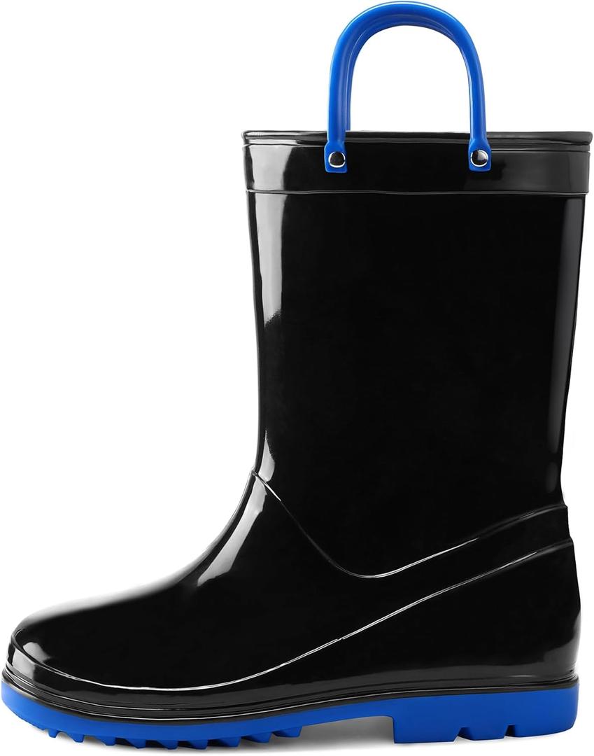 K KomForme Girls Boys Rain Boots Waterproof with Easy on Handles for Toddler/Little Kid/Big Kid