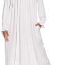 AVIIER Long Sleeve Nightgowns for Women Soft Cotton Victorian Night Gowns Ladies Sleepwear with Pockets (XX-Large, White)
