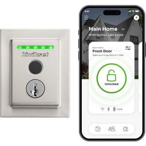 Kwikset Halo Touch Fingerprint Wi-Fi Smart Lock, Keyless Entry Door Low Profile Deadbolt, Geofence Auto-Unlock, Grade AAA Certified, No Hub Easy Install 