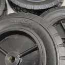 4 Pack 8 Inch Rubber Replacement Tire, Semi-Pneumatic Tire Plastic Wheel with 1/2-Inch Bore Offset Axle for Hand Trucks, Lawnmowers, Utility Carts, Black