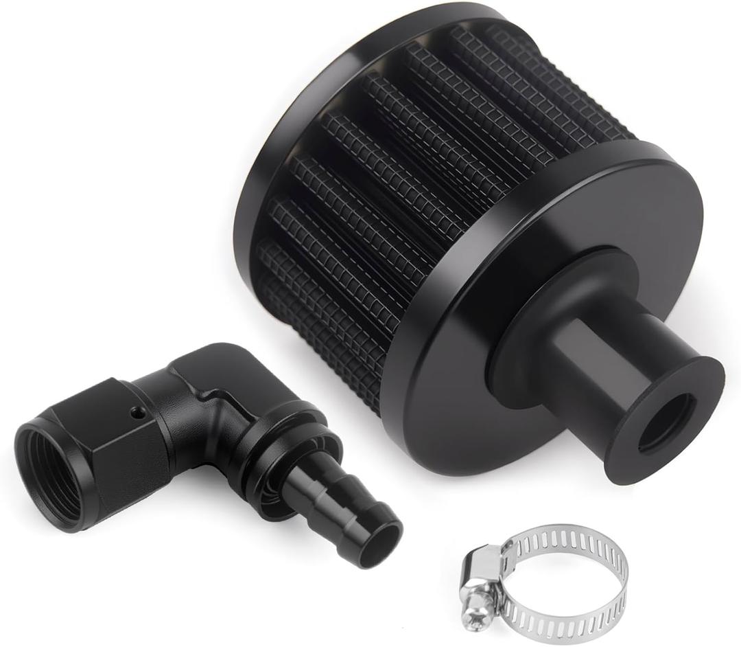 12mm Fuel Cell Breather/Vent Air Filter 8AN Female 90 Degree Fitting Kit