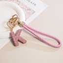 HAISWET Pu Letter Letter T Keychains for Women Initial Key Ring Crystal Pink Keychain Accessories