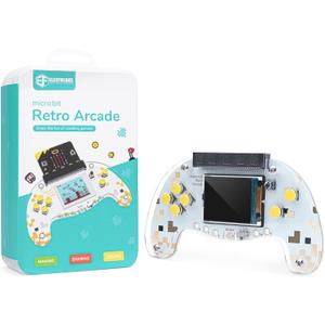 ELECFREAKS microbit Retro Makecode Arcade for STEM Education, Micro:bit Joystick Programming Learning Machine Supports Remote Control and Creat Games(Without Micro:bit)