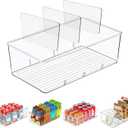 5 Pack Pantry Organizer with Removable Dividers, Snack Organizer for Pantry, Chip,Clear Acrylic Food Storage Bins for Kitchen, Fridge, Cabinet,Packets, Pouches