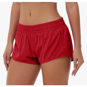 Aurefin Lightweight Athletic Shorts for Women, Quick Dry Running Shorts with Zip Pocket and Liner Womens Gym Workout Shorts XXS