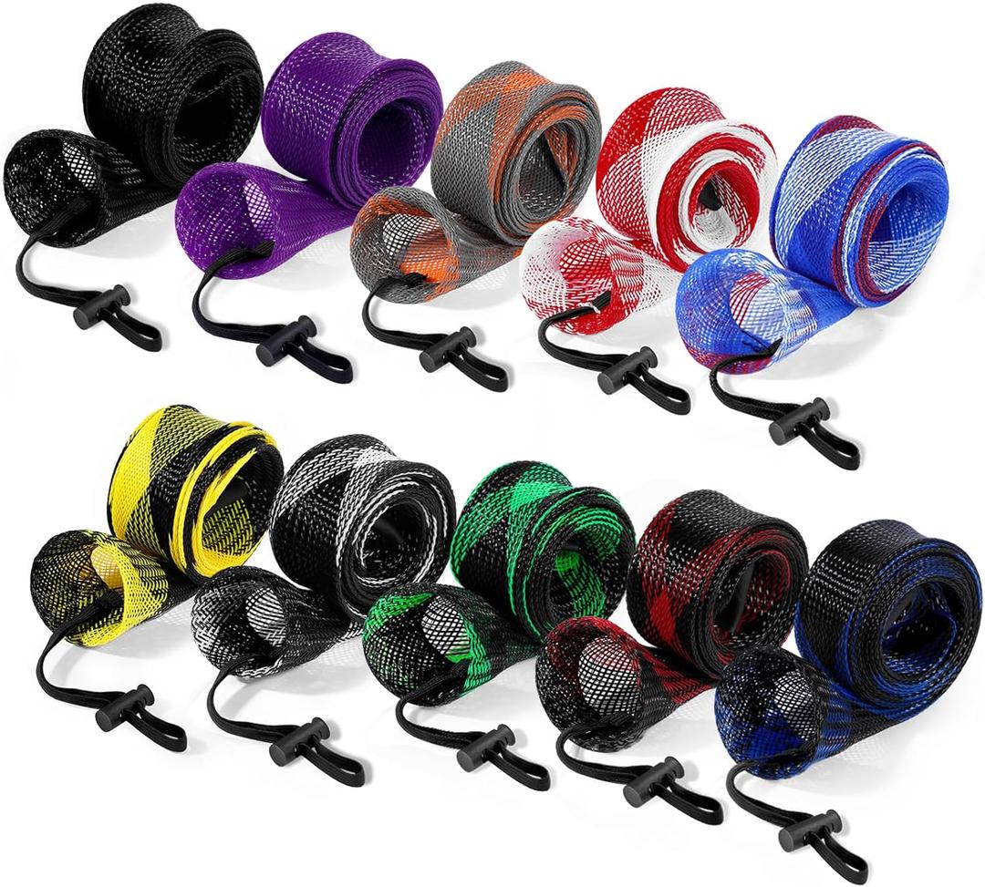 Fishing Rod Sleeve - Fishing Pole Sleeve Fishing Rod Cover for Casting Rod, Sea Fishing Rod, Fly Rod - Braided Mesh Rod Protector Fishing Rod Sock