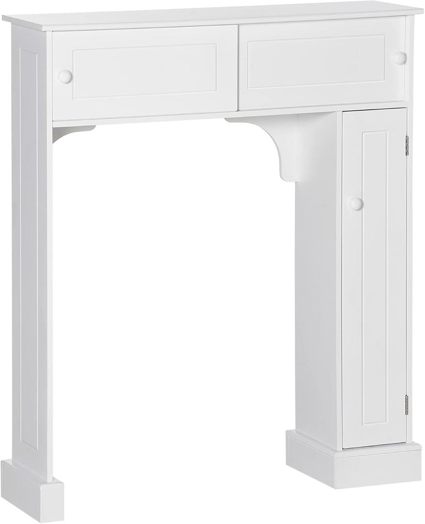 HOMCOM Over The Toilet Bathroom Cabinet, Freestanding Bathroom Storage Organizer with Adjustable Shelves, Toilet Rack, White