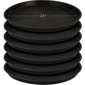 Eccliy 6 Pack Plastic Plant Saucer Heavy Duty Planter Saucers Large Plant Pot Saucers Plastic Water Trays for Indoors and Outdoors Flower Plant Plant Drip (Black,23 Inch)