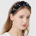panthra 2 PCS Knotted Headband, Cute Knotted Headband for Women, Non Slip Top Knot Headbands, Thick Elastic Hairband, Black Hair Accessories