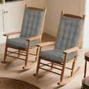 Rocking Chair Cushion Indoor 2 Pack Extra Large Rocking Chair Pads High Back Non Slip Textured Set of Seat Back Cushion with Ties for Wooden Rocker 20x20 Inch Light Grey