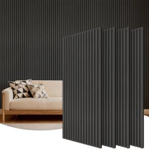 TONOR Wood Wall Panels for Interior Wall Decor, 4 Pack 47.2" x 23.6"(31ft²) Wood Slat Acoustic Panels, Soundproof Wall Panels for Noise Cancelling and Decoration, Living Room, Bedroom, Office, Black