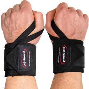 Rip Toned 18" Stiff Wrist Wraps for Maximum Support – Adjustable & Machine-Washable Wrist Straps for Weightlifting & Heavy Workouts – USPA Approved for Men & Women – Black (Stiff Fit)