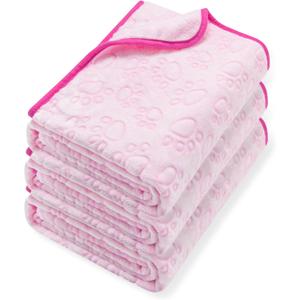 Stuffed 3pcs Premium Soft Dog Blankets for Small Dogs, Cat Blanket Calming Washable for Bed Couch Crate Protection Cover, Dog Puppy Kitten Essentials Christmas Dog Gifts, 24 * 16 inches, Pink