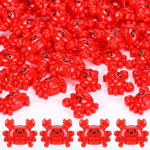 Geelin 100 Pcs Mini Crab Figurine Tiny Resin Crab Realistic Ornament Decor for Fairy Gardens, Miniature Terrariums, Red Stuff Filling Gifts, Holiday Party Decorations, Tabletop Decor