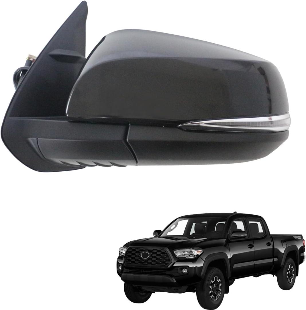 Marretoo Letf Driver Side View Mirror replacement for TOYOTA Tacoma 2016-2023 Accessories 8 pins Heated Turn Signals Light Power Adjusted Glass With Blind Spot Monitoring(BSM) TO1320350, 8794004240 LH (BLACK)
