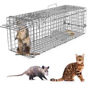 23.3x7.24x7.72Foldable Humane Live Animal Trap Cage Cat Trap Catch Release Live Animal Rodent Cage for Indoor Outdoorfor Small Rabbit Squirrel Groundhogs Mole Gopher Cat