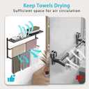 Matte Black 32 InchTowel Racks for Bathroom, VOTZAAQ Black Towel Shelf with Double Towel Bar, 3 Tier Stainless Steel Towel Storage, Bath Towel Holder Wall Mounted