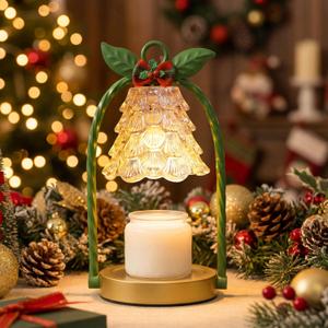 Candle Warmer Lamp Electric Timer: Dimmable Wax Melt Warmer for Jar Candles with 2 Bulbs and Jar Candle,for New Home Bedroom, Gifts for Women (Christmas)
