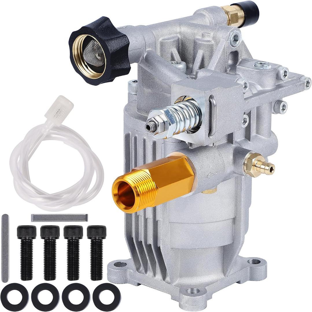 Biswing Pressure Washer Pump, 3/4" Shaft Horizontal Axial Plunger, 3400 PSI Max, 2.5 GPM, Replacement Pumps for Cold Water Gas Power Pressure Washer
