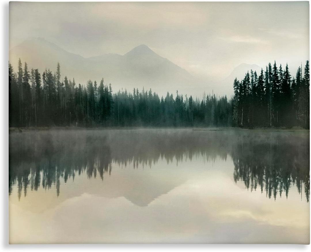 Stupell Industries 'Foggy Lake Forest Landscape Reflection'| Canvas Art, 40"L x 30"W