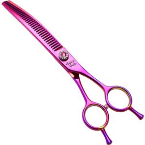Fenice Peak Professional Dog Grooming Scissors Pet Curved Chunker Shears 7.0'' Extremely Sharp Blades 440C Steel Thinning Scissors Durable Smooth Motion & Fine Cut for Dogs and Cats (Multicolored)