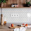 STICKGOO 10 Sheets Thicker Herringbone Peel and Stick Backsplash, 12.69.7 Stick on Wall Tiles, Self Adhesive Tile Sticker for Kitchen Backsplash and Bathroom, White with Grey Grout