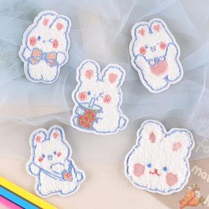 Rabbit Iron on Patches Bunnies Embroidery Sew on Iron on Transfer Decals Applique Stickers for Clothing Hats Backpacks Art Decorations