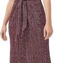 Adrianna Papell Womens Metallic Crinkle Gown (12, Burgundy)