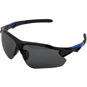 Sleek Wrap-Around Sports Sunglasses, Shatterproof Lenses, Black (blue)