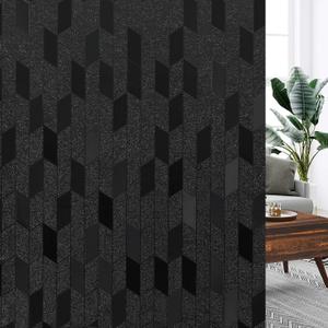 FEOMOS Blackout Window Film, Window Privacy Film Sun Blocking Heat Control Static Cling Window Tint, Removable Glass Film Vinyl, Room Darkening Window Cover for Windows Doors 17.3 x 78.7 inches