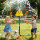 VATOS Water Sprinkler Outdoor Yard Toy for Kids, Smile Face Rainbow Splash Toy with 8 Wiggle Tubes 4 Nozzle, Backyard Lawn Water Sprinkler, Summer Family Games, Fun Water Toys for Kids 3-8 Boy Girl