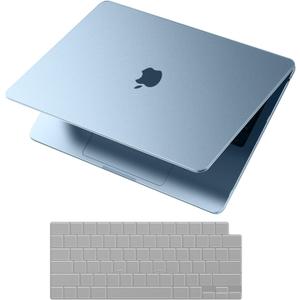 for MacBook Air 15 inch Case M4 M3 M2 2025 2024 2023 [Official SkyBlue] [100% Match Official Color] Hard Shell + Translucent Keyboard Cover Laptop A3241 A3114 A2941 - Sky Blue Clear