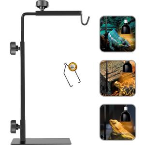 Reptile Lamp Stand, Adjustable 16-31 Inch Domes Heat Lamp Metal Bracket Floor Light Holder for Reptile Terrarium Lighting Heating Light and Dome lampshade, Large