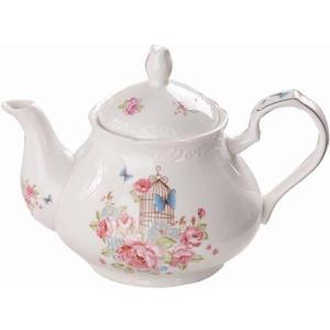 YBK Tech Strengthen Porcelain Coffee Pot Ceramic Teapot- Pink Rose (Teapot)