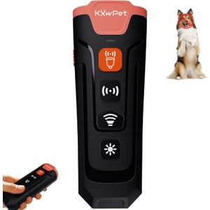 Ultrasonic Dog Bark Deterrent Device, 50 ft Range, LED Flashlight, 3 Heads, Correct Dogs Bad Behaviors Without Harm, Alternative to Dog Training Collars and Bark Collars