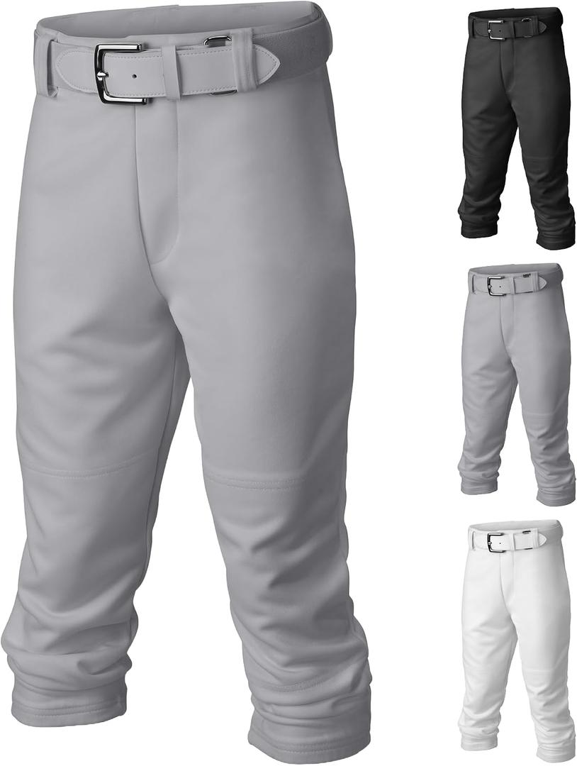 Easton Boy's PRO+ Baseball Pants | Youth Sizes | Full Length | Elastic Bottom | Multiple Colors (Gray, M)