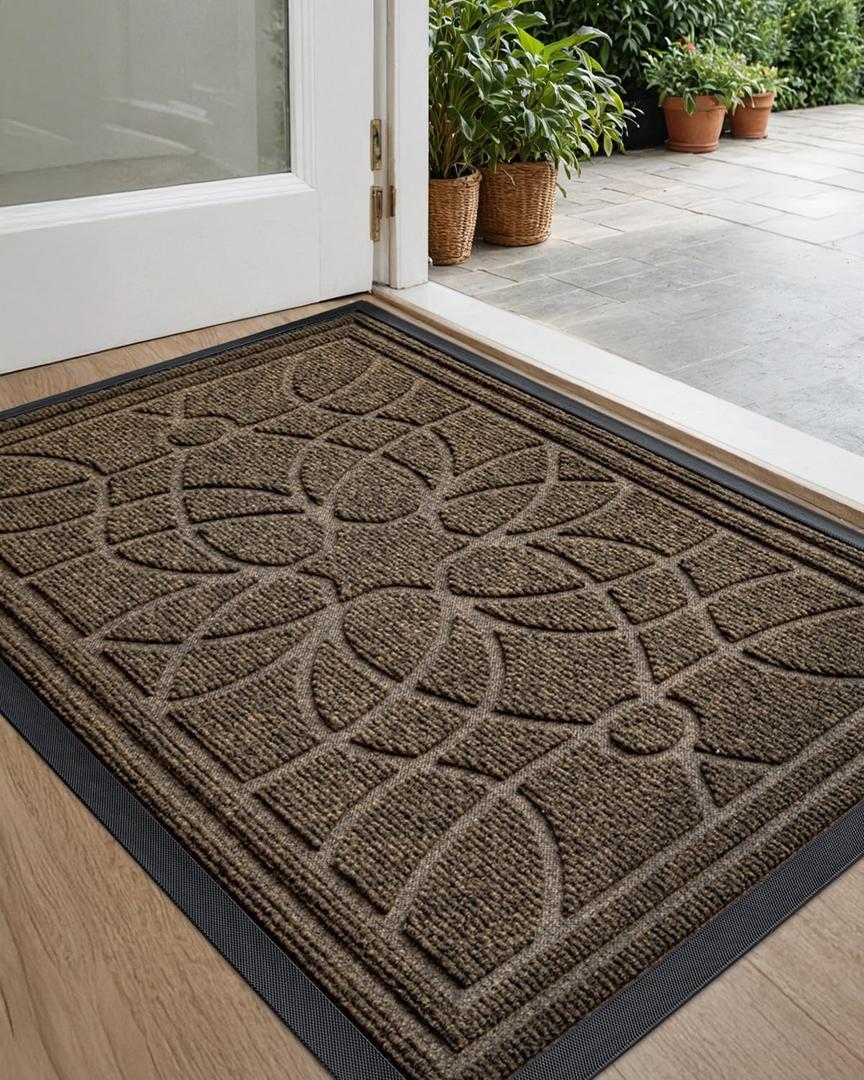 DEXI Front Door Mat Outside Entrance, Heavy Duty Non Slip Low Profile Doormat for Entryway, Trap Dirt and Moisture Welcome Mats, Easy Clean, Patio, Garage, 3x2, Brown DEXI Front Door Mat Outside Entrance, Heavy Duty Non Slip Low Profile Doormat for Entryway, Trap Dirt and Moisture Welcome Mats, Easy Clean, Patio, Garage, 3x2, Brown