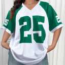 Jersey Shirts for Women Y2k Graphic Tees V Neck Baggy Streetwear Number Oversized T Shirt Summer Tops