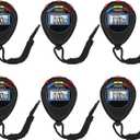 6 Pack Multi-Function Electronic Digital Sport Stopwatch Timer, Large Display with Date Time and Alarm Function,Suitable for Sports Coaches Fitness Coaches and RefereesBlack