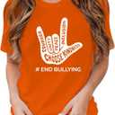 Unity Day Shirts for Women Kindness Tshirt End Bullying Tee Orange Tops Peace Tee (Orange)