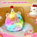 14" Happy Birthday Light up Musical Bear Plush Pillow Cute Rainbow Stuffed Animal Soft Kawaii Birthday Plushie Star Wink Funny Pillows Home Room Decoration Gifts for Toddlers Kids Girls